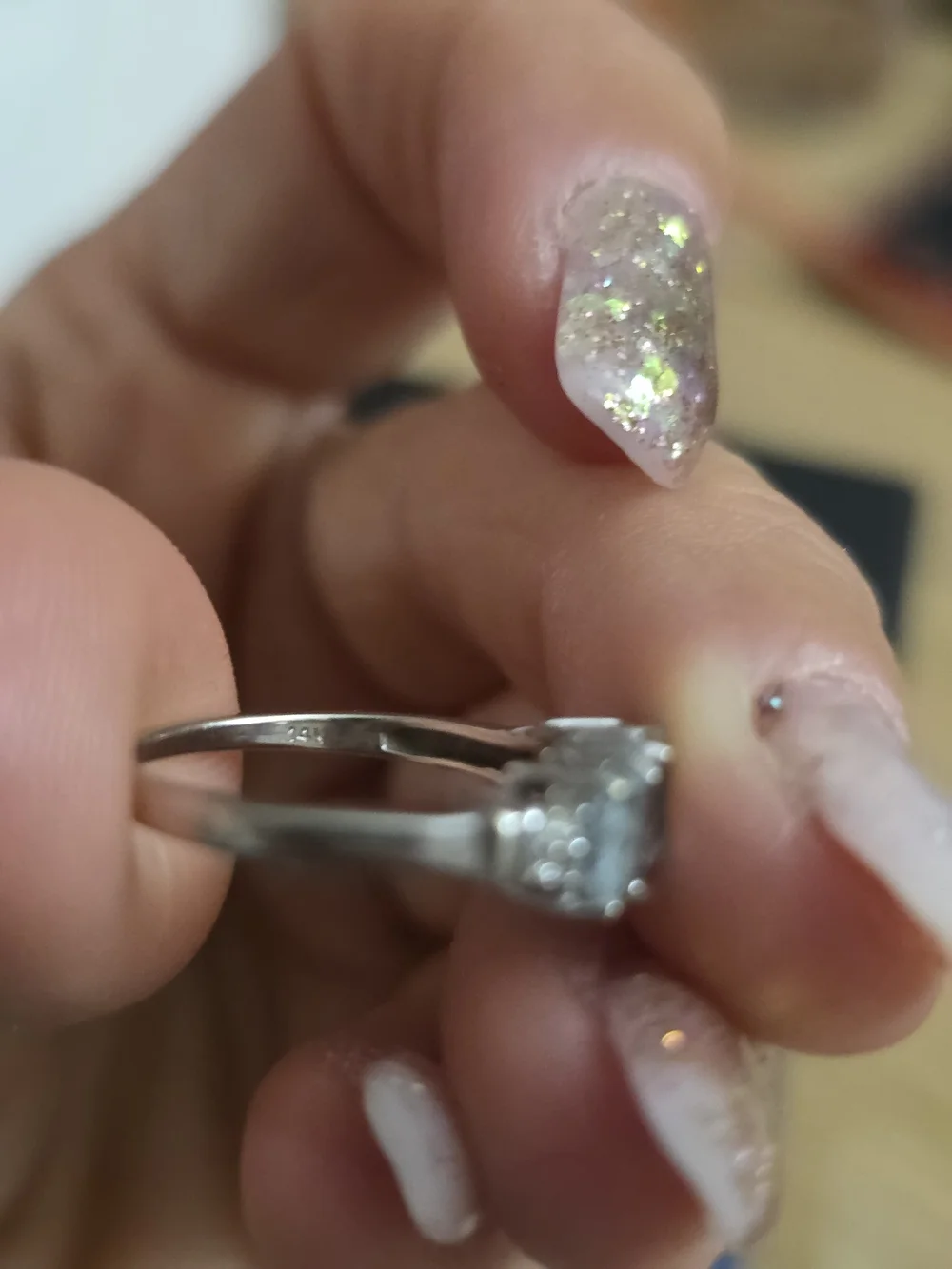 3 Stone Topaz 14k White Gold Ring